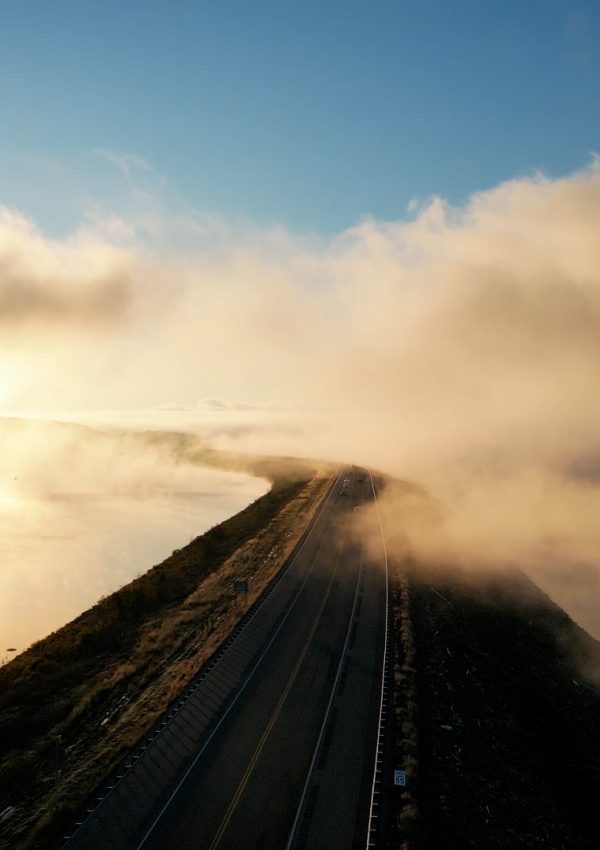 Fort Gibson Lake Foggy Road